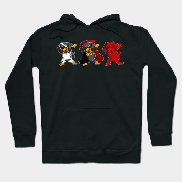 Dachshund Dabing Horror Halloween T-shirt Hoodie by kimmygoderteart